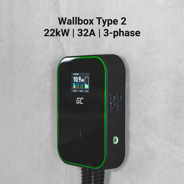 Зарядна станція для електромобіля Green Cell 22 кВт 32A Type 2 PowerBox EV14 фото