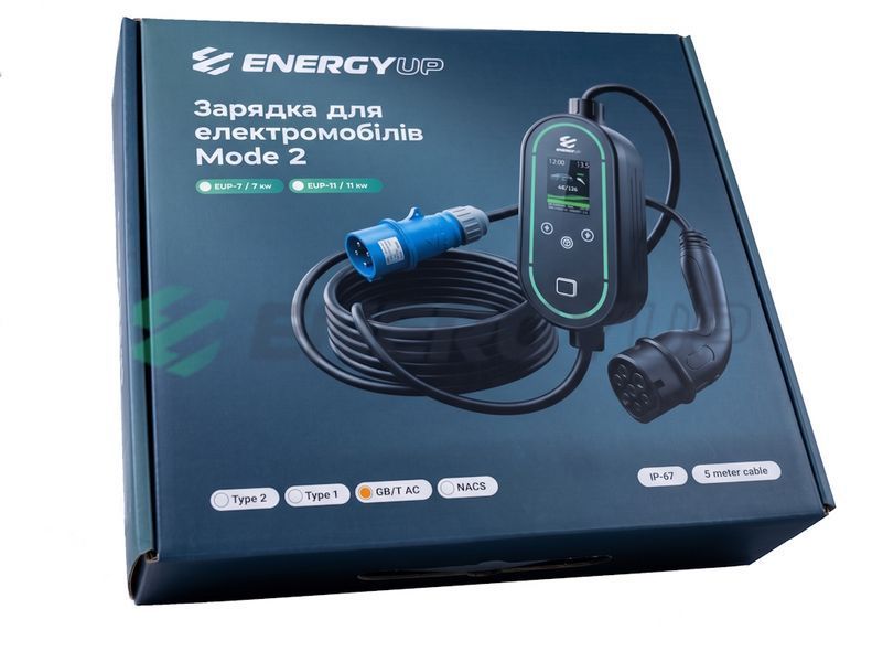 Зарядка для електромобіля EnergyUP Flux Wi-Fi 7.4 кВт GB/T AC 32A 1-фаза EUP-7-GBT-F фото