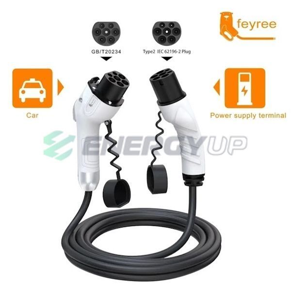 Зарядный кабель для электромобиля Feyree 7.4 кВт 32А 1-фаза 5м Type 2 (станция) - GB/T AC (китайское авто) CL7-T2GBT фото