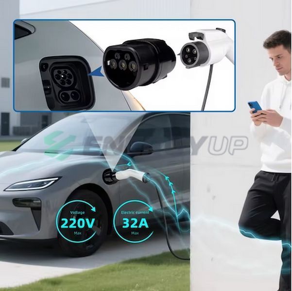 Перехідник Lonlink Small 7.4 кВт Type 1 (станція) - Type 2 (авто) 32А 1-фаза P-T1T2Small фото