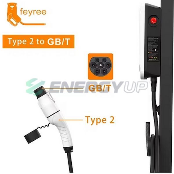 Переходник Feyree 22 кВт 32А 3-фазы Type 2 (станция) - GB/T AC (китайское авто) с фиксатором P-T2GBT3 фото