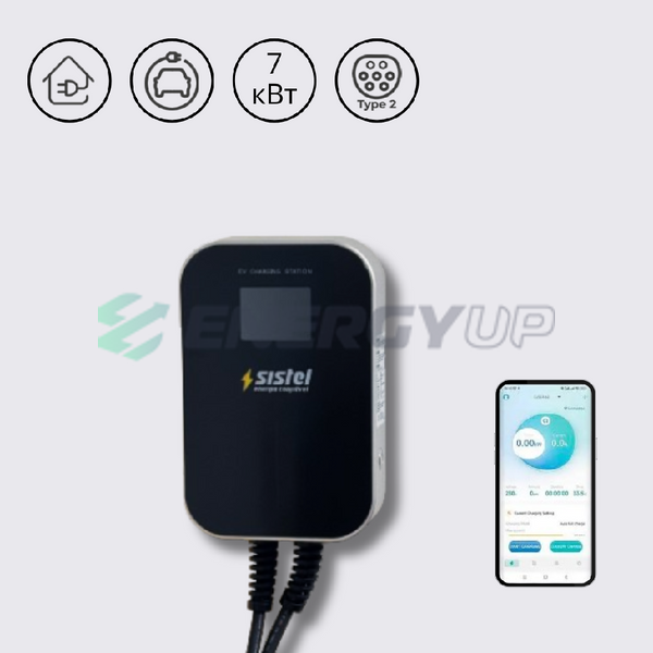 Зарядна станція для електромобіля Besen BS20 Wi-fi 7.4 кВт Type 2 32А 1-фаза BS20-sistel-7kW-APP фото