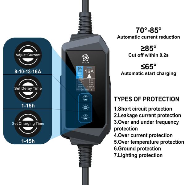 Зарядка для електромобіля 7.4 кВт 32А 1-фаза Type Tesla (американське авто) Midway Pro Wi-Fi EW-7TT-MP фото