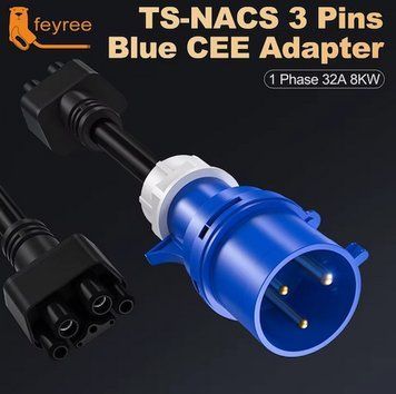 Перехідник Tesla зарядка 32A (хвіст) - Blue CEE 32A Feyree P-CEETS фото