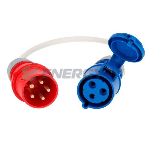 Переходник Aftermarket 1-ф (силовая розетка) &ndash; 3-ф (силовая вилка) 7.4 кВт 32А 1-фаза 3-32CEE-Shuko фото